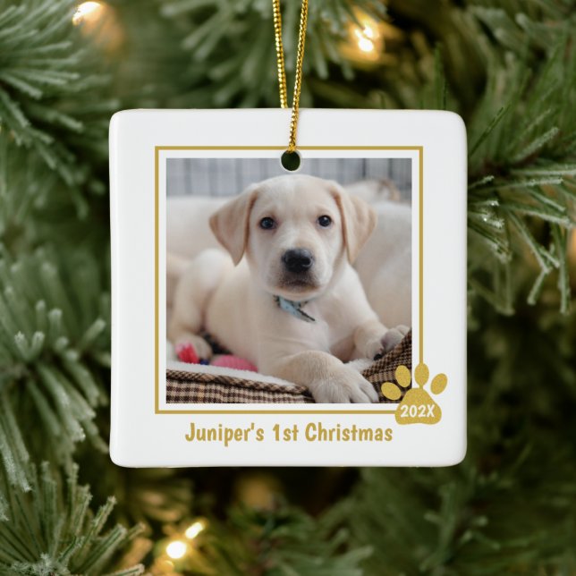 Puppy's 1st Christmas Photo Ornament (Tree)