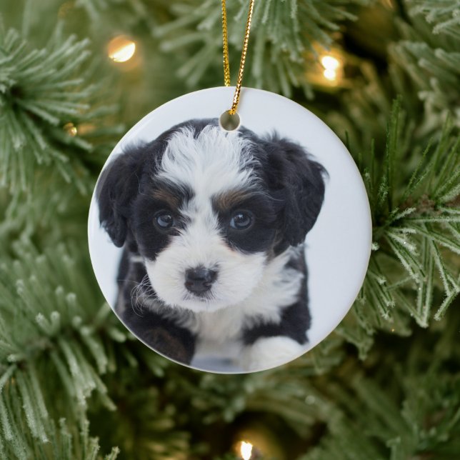 Puppy's First Christmas Ceramic Ornament (Tree)