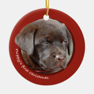 Puppy's First Christmas (Labrador Retriever) Ceramic Ornament