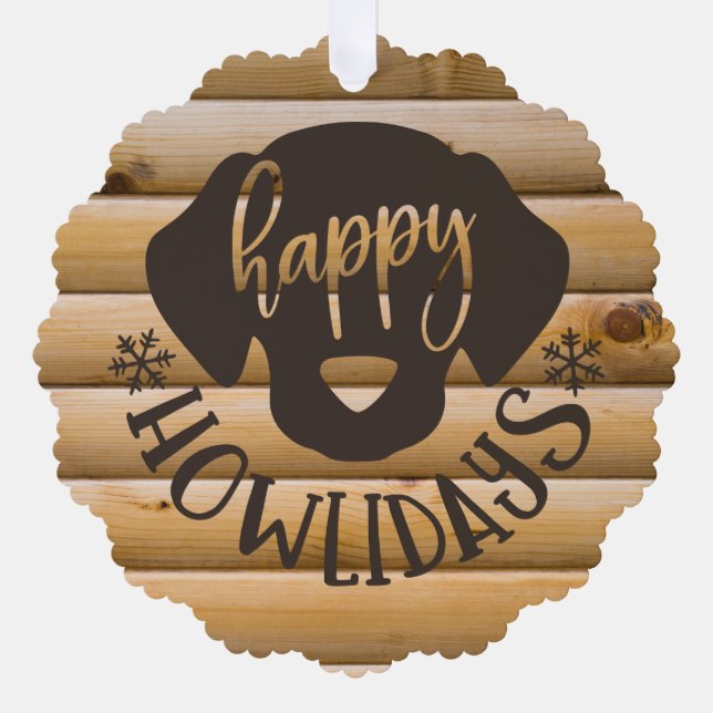 Puppy's First Paw-fect Canine Christmas Photo Ornament Card (Front)