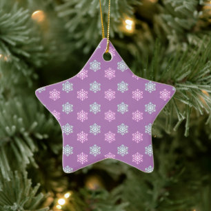 Puprle and blue snowflake winter/Christmas Ceramic Ornament