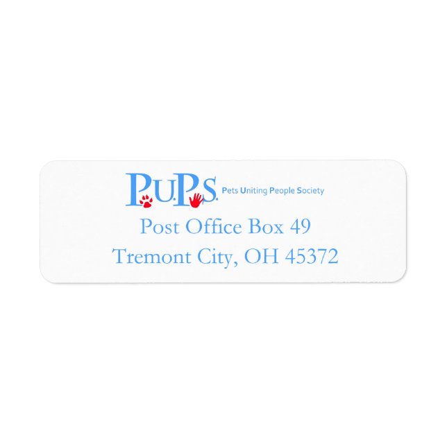 PUPs Return Address Labels (Front)