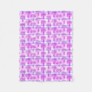 Pupule Hawaiian Vintage Palm Tree Plaid Fleece Blanket