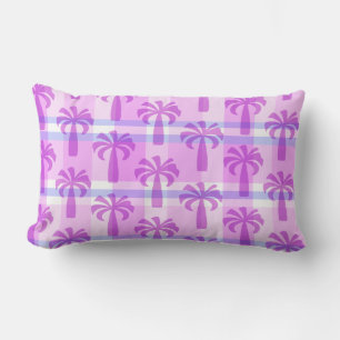 Pupule Hawaiian Vintage Palm Tree Plaid Lumbar Pillow