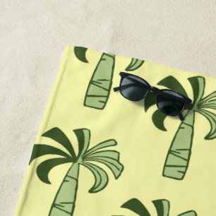 Pupule Vintage Palm Tree Hawaiian Lemon Yellow Beach Towel