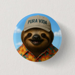 Pura Vida AI Sloth 1 Inch Round Button