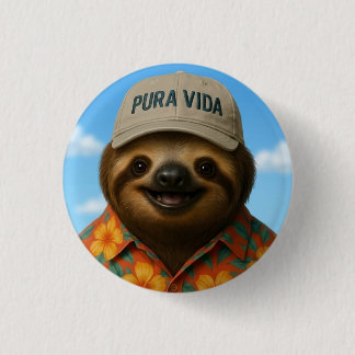 Pura Vida AI Sloth 1 Inch Round Button