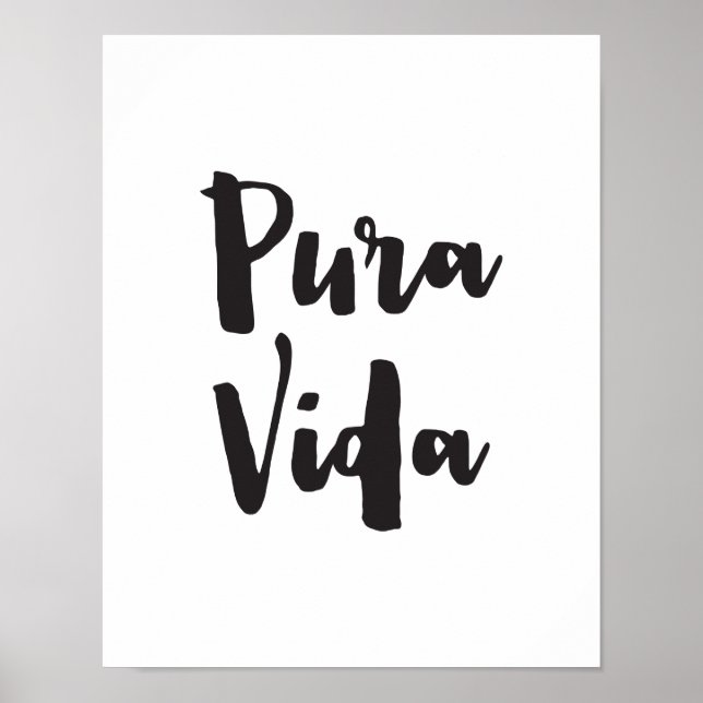 Pura Vida, Citation d'art Imprimer, Poster de typo (Devant)