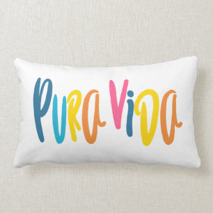 Pura Vida Colourful Letters Costa Rica Lumbar Pillow