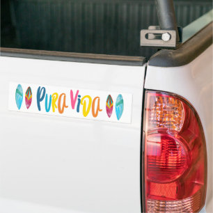 Pura Vida Colourful Surfboard Costa Rica Bumper Bumper Sticker