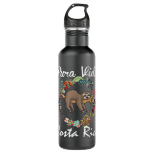 pura vida costa rica floral cute sleepy sloth funn 710 ml water bottle
