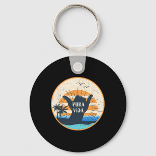 Pura Vida Costa Rica Shaka Sign Surfing Surfer Gif Keychain