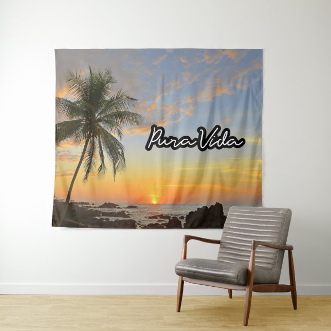 Pura Vida Costa Rica Sunset Beach Tapestry (In Situ (Horizontal))