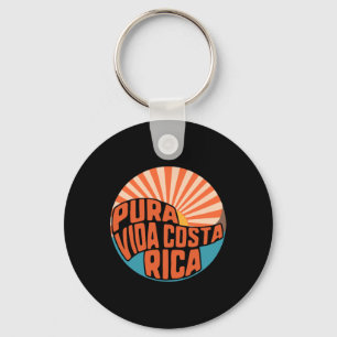 Pura Vida Costa Rica Sunset Surfing Summer Keychain