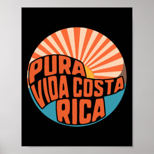 Pura Vida Costa Rica Sunset Surfing Summer Poster
