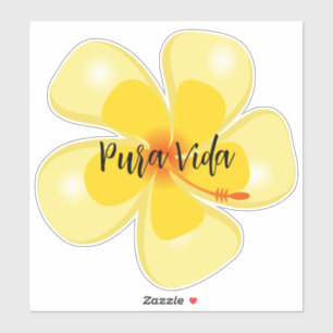 Pura Vida Hibiscus Custom-Cut Vinyl Sticker