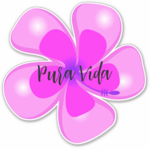 Pura Vida Hibiscus Custom-Cut Vinyl Sticker