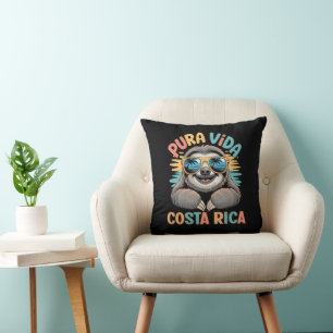 Pura Vida Sloth Lovers Costa Rica Relaxed Throw Pillow