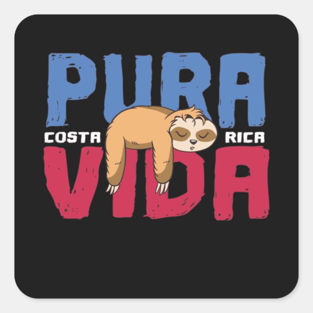 Pura Vida Sloth Square Sticker (Front)