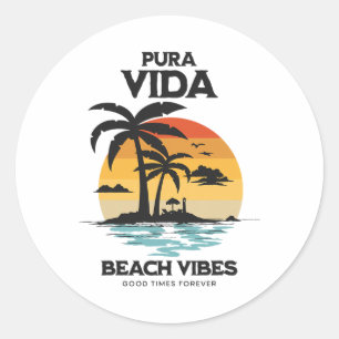 Pura Vida Surfing, Costa Rica, Surfing Pura Vida  Classic Round Sticker