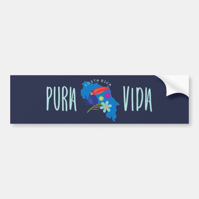 Pura Vida Toucan Costa Rica Bumper Bumper Sticker (Front)