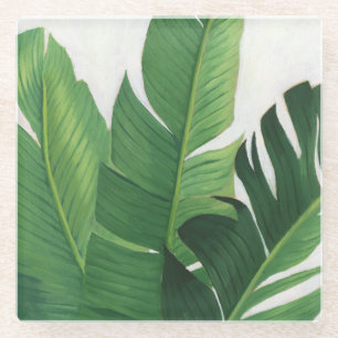Pura Vida - Tropical Leaves Glass Coaster