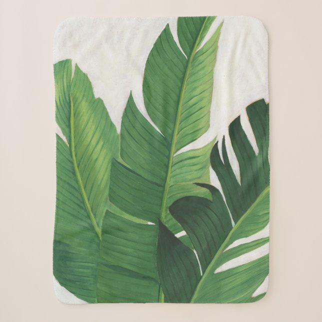 Pura Vida - Tropical Leaves Sherpa Blanket (Front)