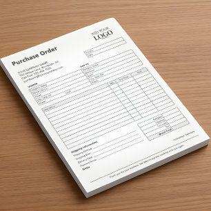 Purchase Order Form Editable Small Business Logo Notepad