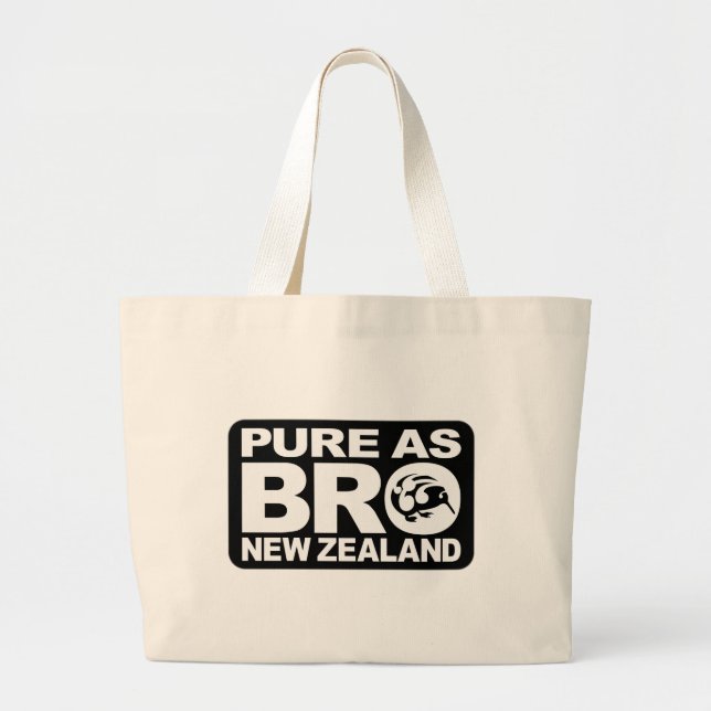 Pure as bro, New Zealand Large Tote Bag (Front)