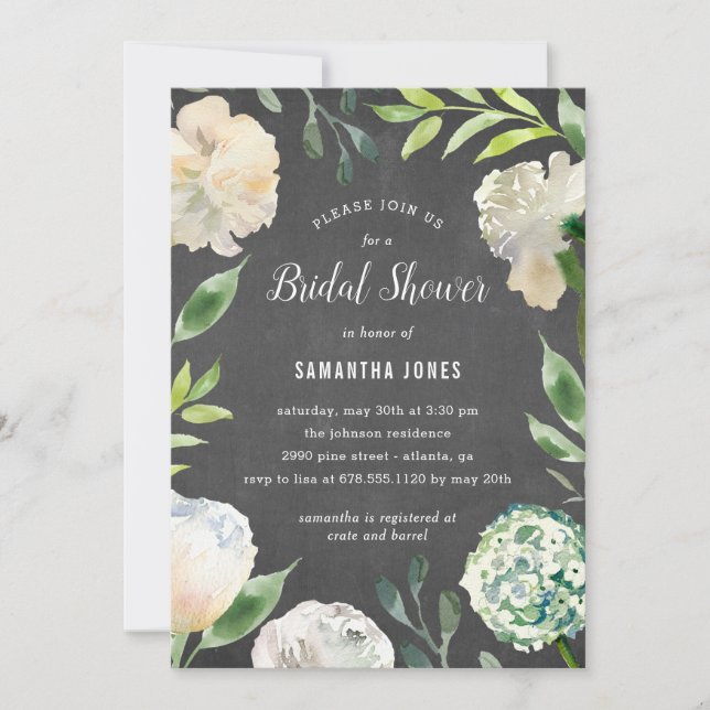 Pure Beauty Chalkboard Shower Party Invitation (Front)