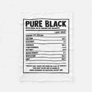 Pure Black Nutritional Facts Black History Month  Fleece Blanket