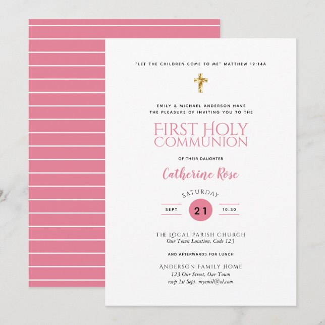 Pure Elegance First Holy Communion Invite GIRLS (Front/Back)