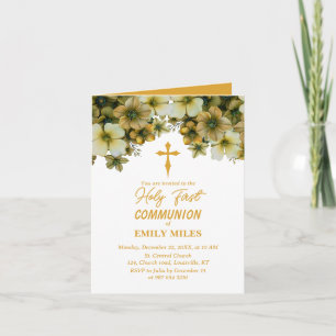 Pure Elegance floral first catholic communion Invitation