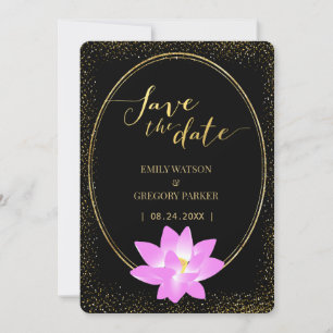 Pure elegance, lotus pink,gold save the date