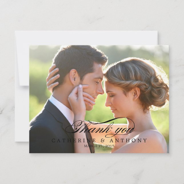 Pure Elegance Wedding Photo Thank You Card (Front)