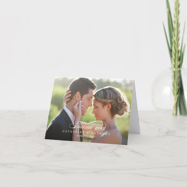 Pure Elegance Wedding Thank You Card - White (Front)
