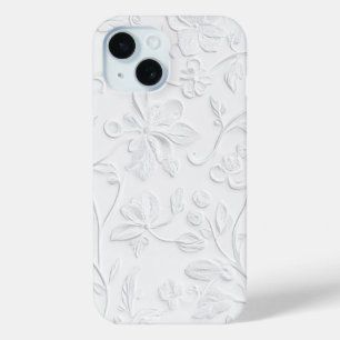 Pure Elegance White Embossed Floral Phone Case