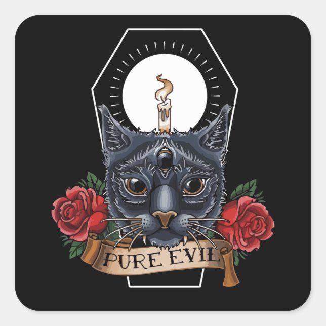 Pure Evil Cat Square Sticker (Front)