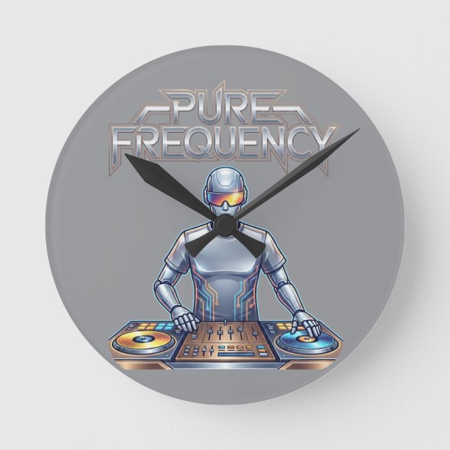 Pure Frequency – Electronic Music Art Round Clock (Front)