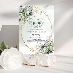 Pure Garden Eucalyptus Gold Bridal Shower Invite