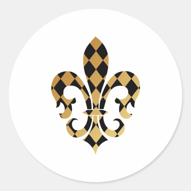 Pure Gold Fleur de Lis Classic Round Sticker (Front)