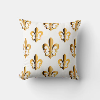 Pure Gold Fleur de Lis Throw Pillow