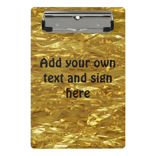 PURE GOLD FOIL Pattern + your text / ideas Mini Clipboard (Front)