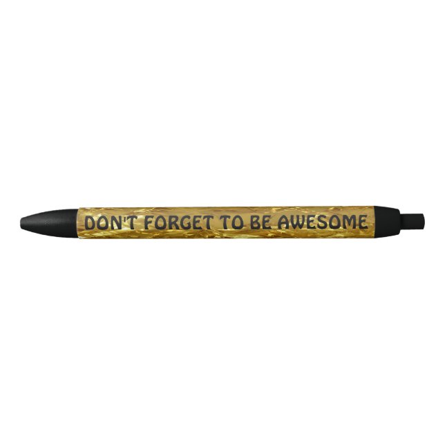 PURE GOLD FOIL Pattern + your text / photo Black Ink Pen (Front)