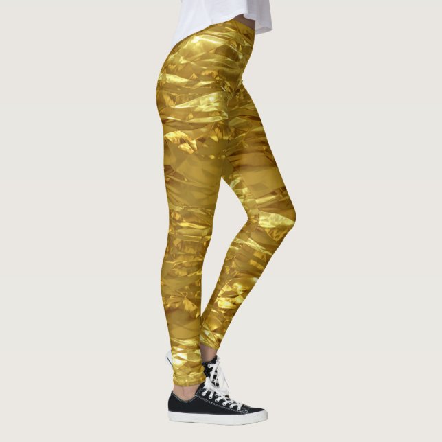 PURE GOLD FOIL Pattern + your text / photo Leggings (Right)