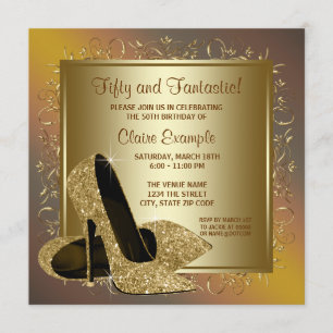 Pure Gold High Heels Womans Birthday Party Invitation