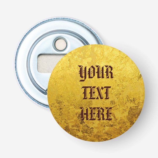 PURE GOLD LEAF Pattern + your text Bottle Opener (Front)