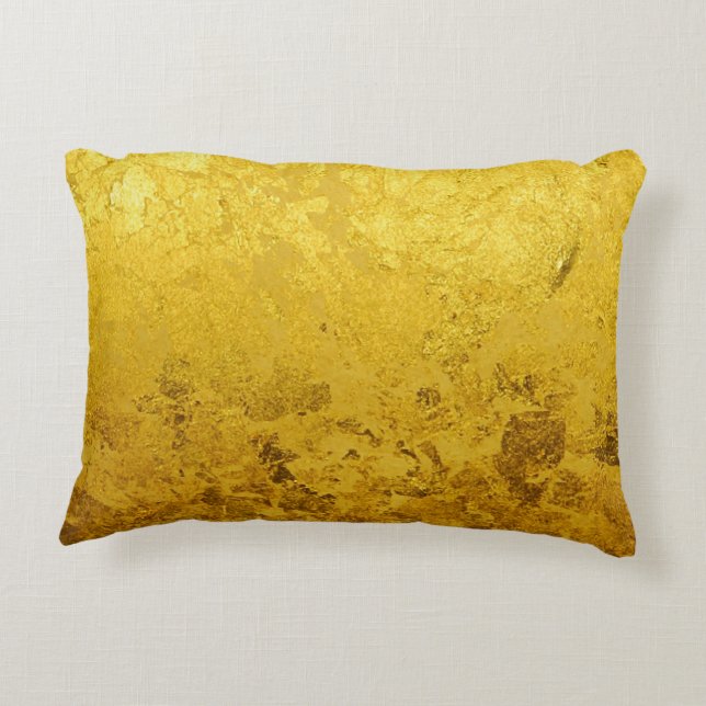 PURE GOLD LEAF Pattern + your text / photo Accent Pillow (Back)