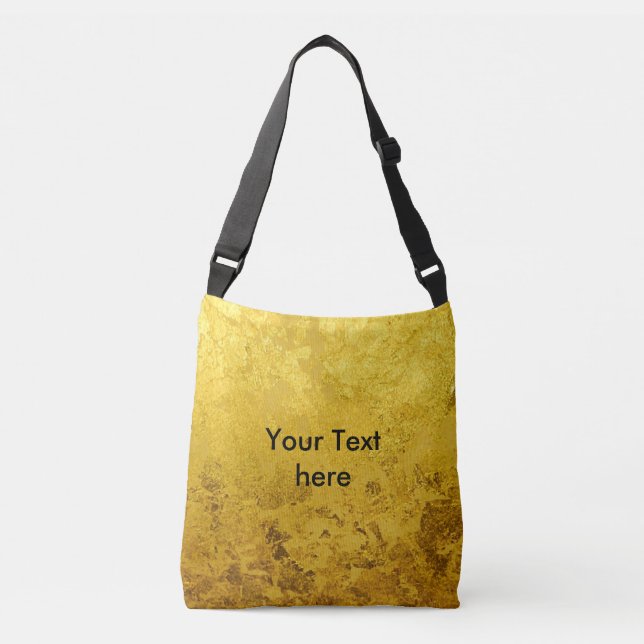 PURE GOLD LEAF Pattern + your text / photo Crossbody Bag (Front)