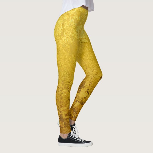 PURE GOLD LEAF Pattern + your text / photo Leggings (Right)